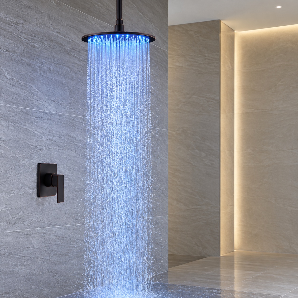 Fontana Matte Black Bathroom Rain Shower installation